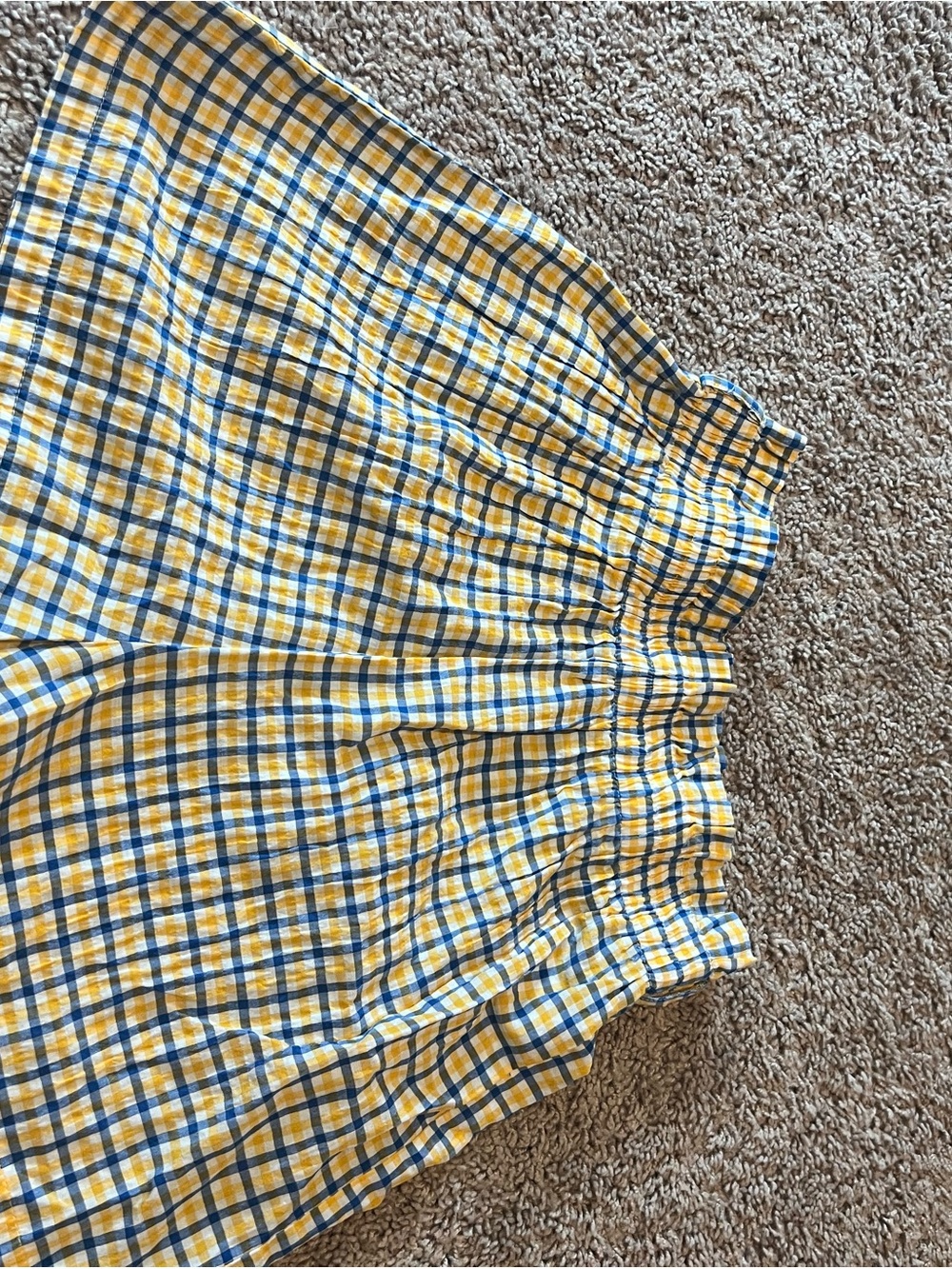 Urban Outfitters Yellow and Blue Plaid High-Waist Shorts